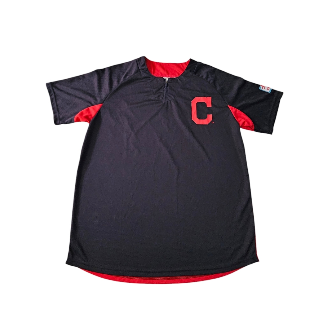 Cleveland Indians Zip Pullover Navy Red Block C Jersey Drug Mart Men’s Sz XL SGA